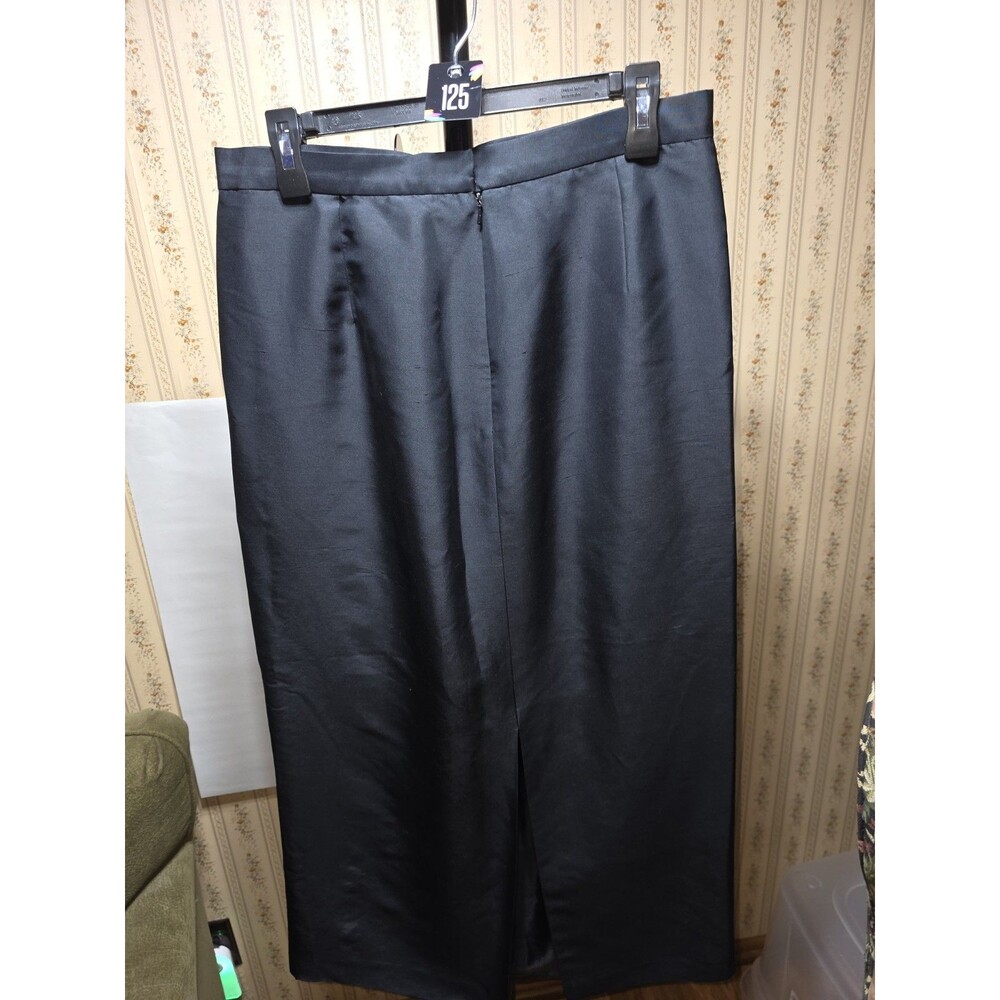 Patricia Christopher 100% Silk Black Midi Skirt Womens Size 14 Classic Workwear